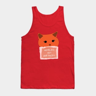 HOMELESS NOT WORTHLESS STREET CAT Tank Top